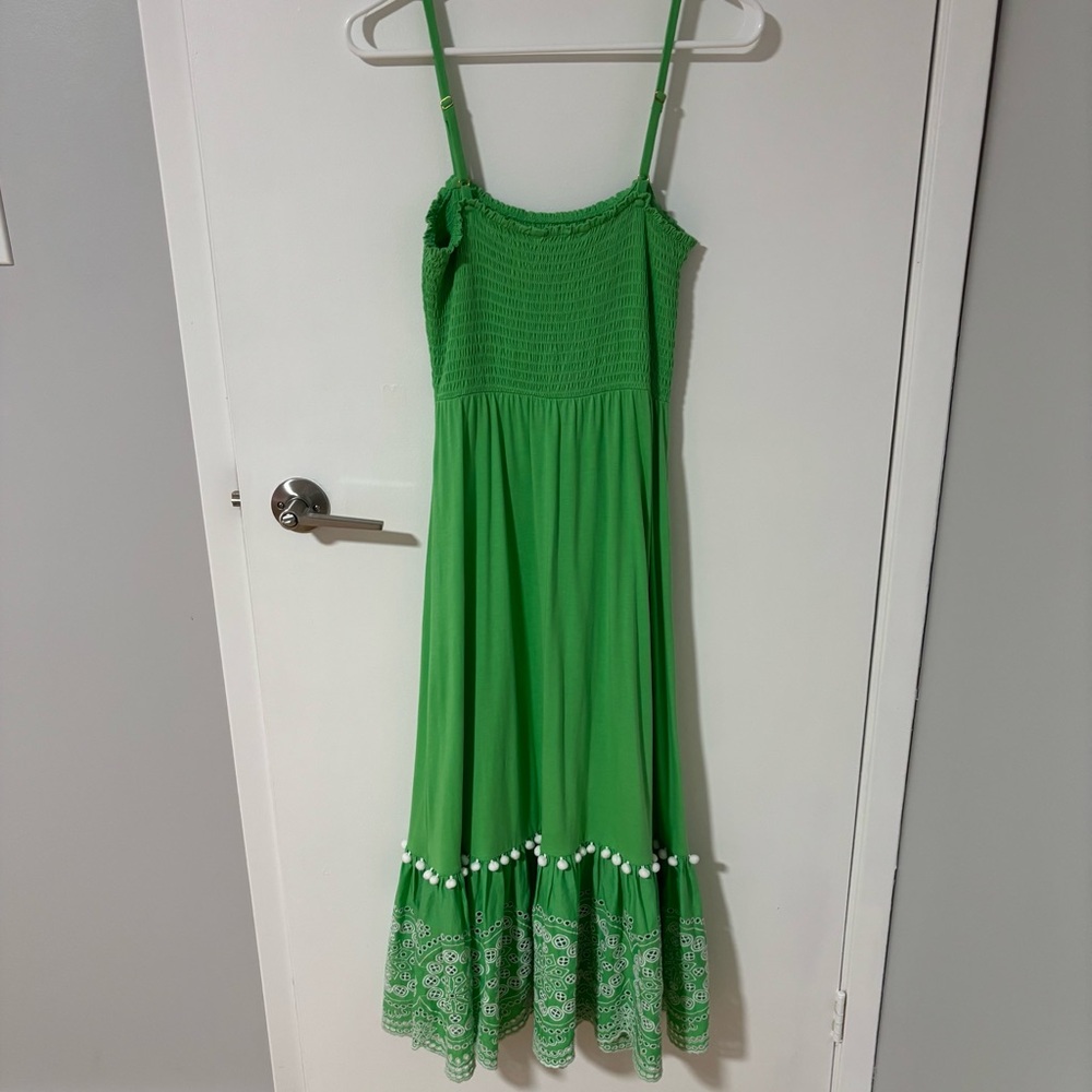 Lilly Pulitzer Modesto smocked cabana green eyelet skirted midi dress - Picture 5 of 13